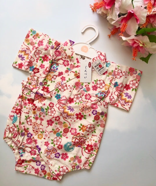 Baby Girl’s Cotton  Komari white Jinbei Romper